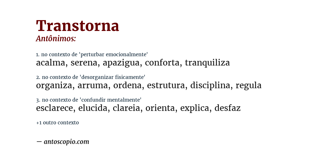 Antônimo de transtorna