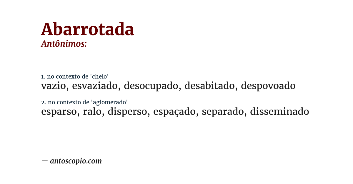 Antônimo de abarrotada