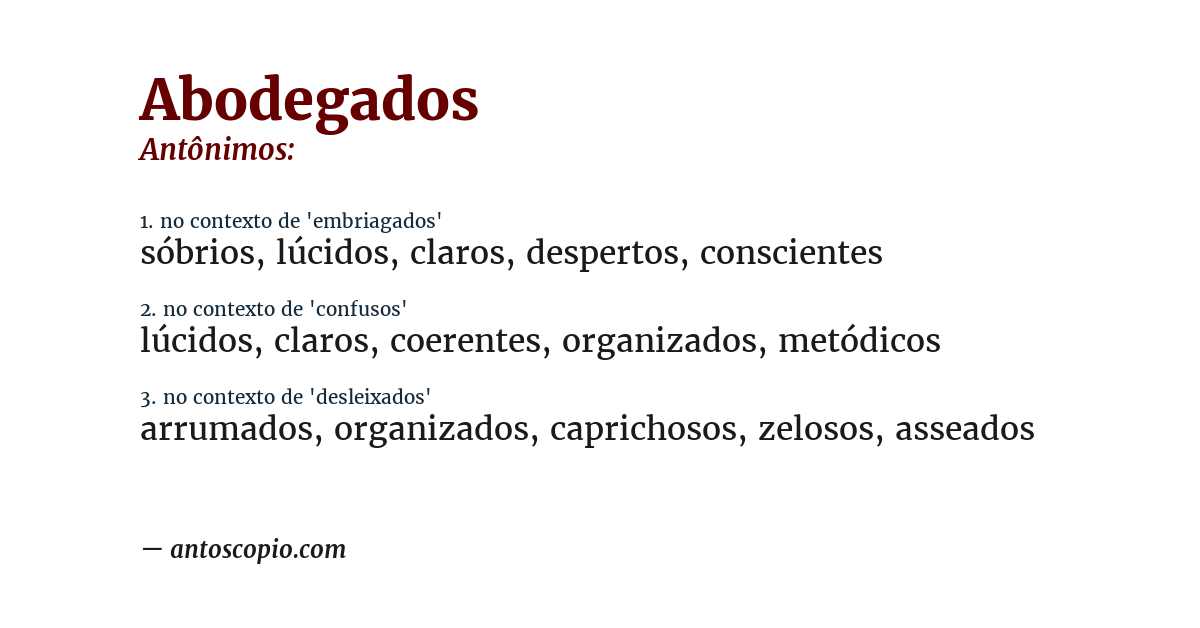 Antônimo de abodegados