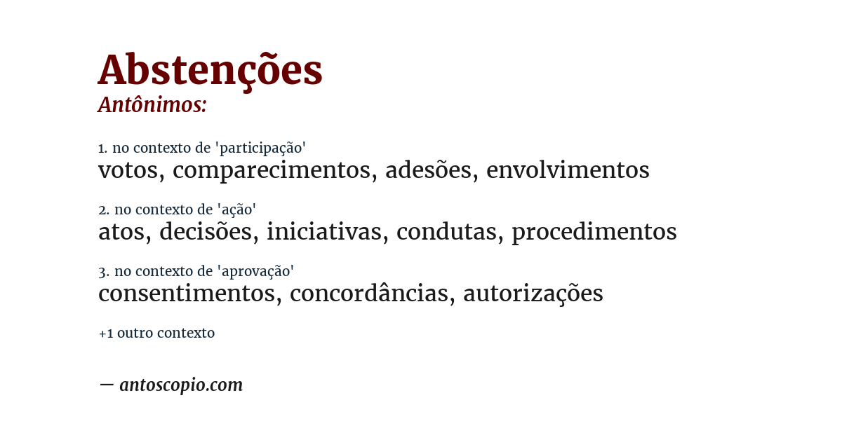 Antônimo de abstenções