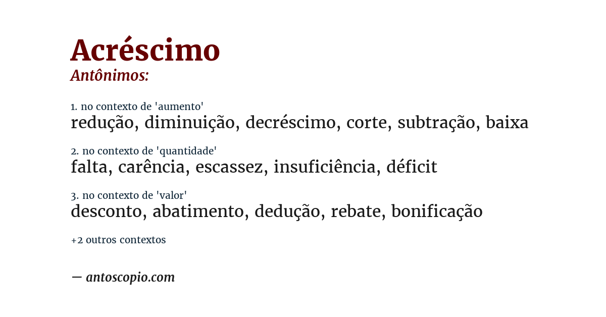 Antônimo de acréscimo