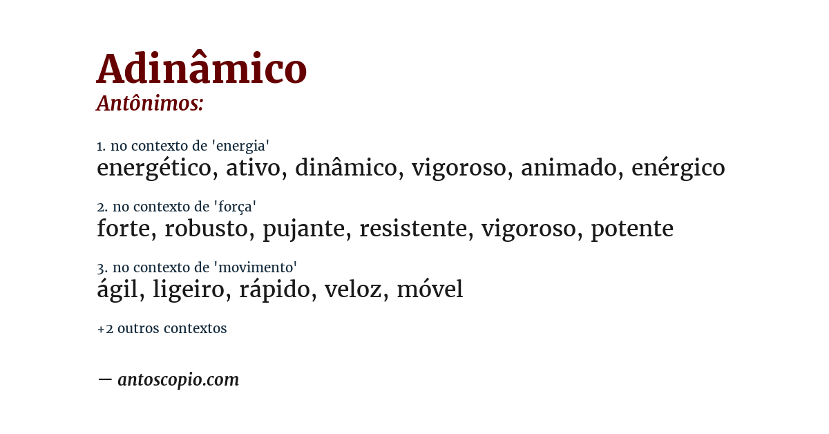 Antônimo de adinâmico