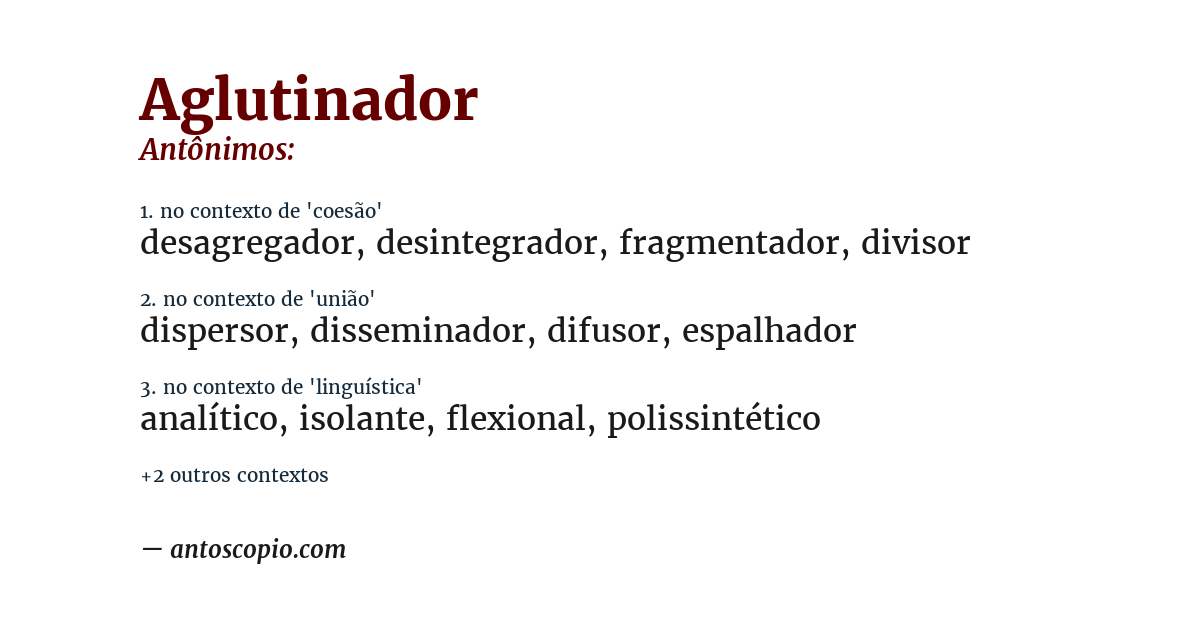 Antônimo de aglutinador
