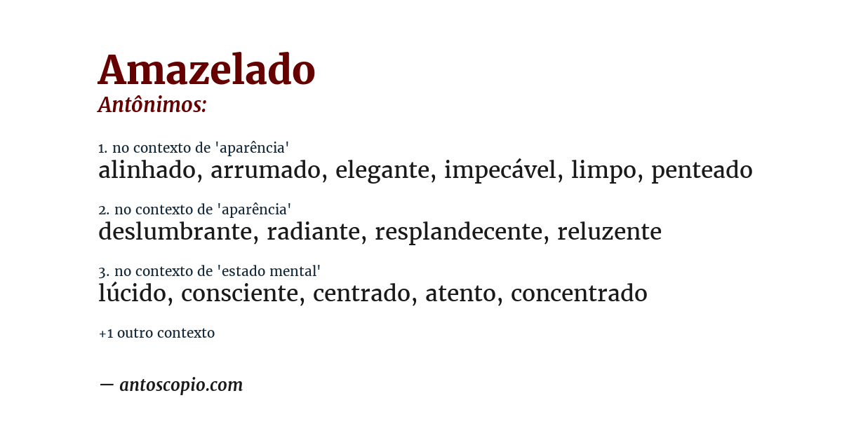 Antônimo de amazelado