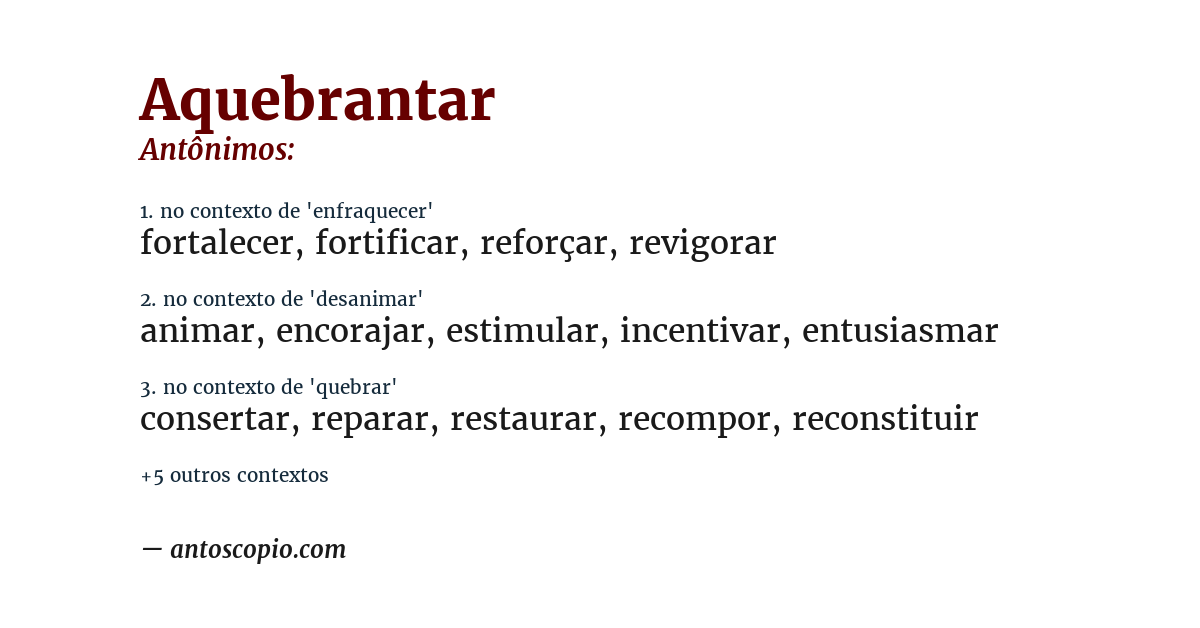 Antônimo de aquebrantar