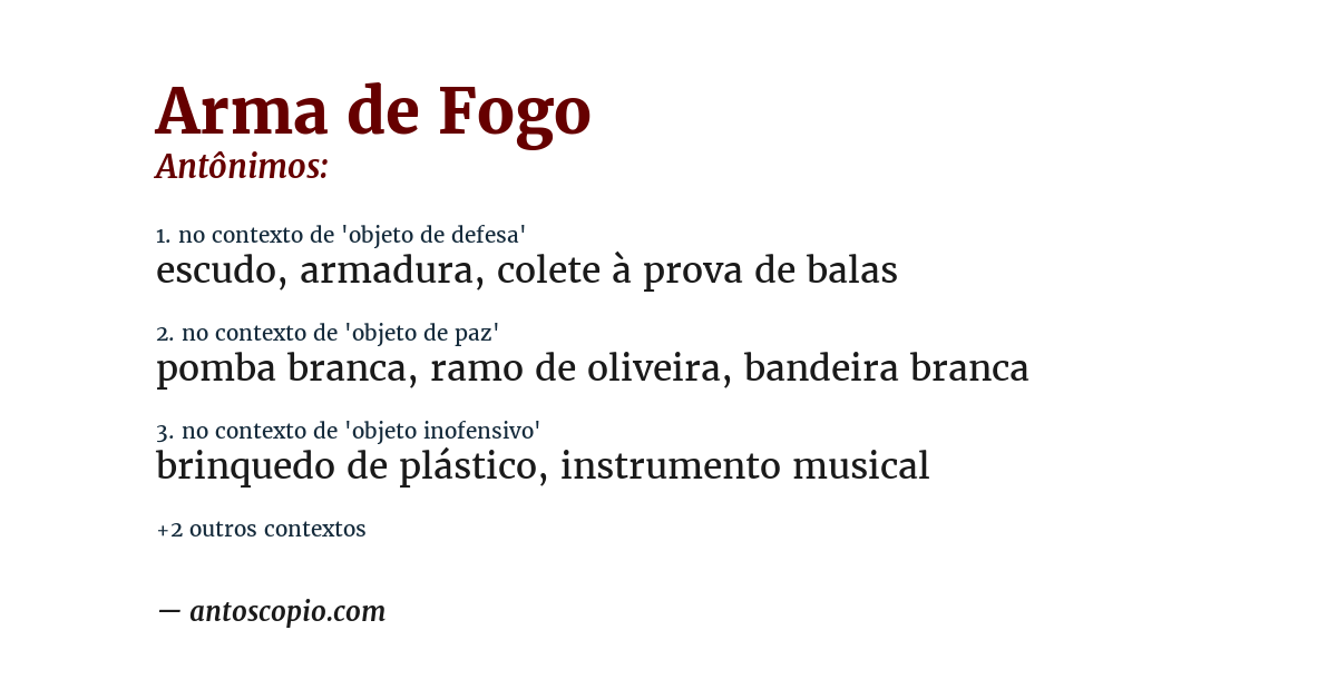 Antônimo de arma de fogo