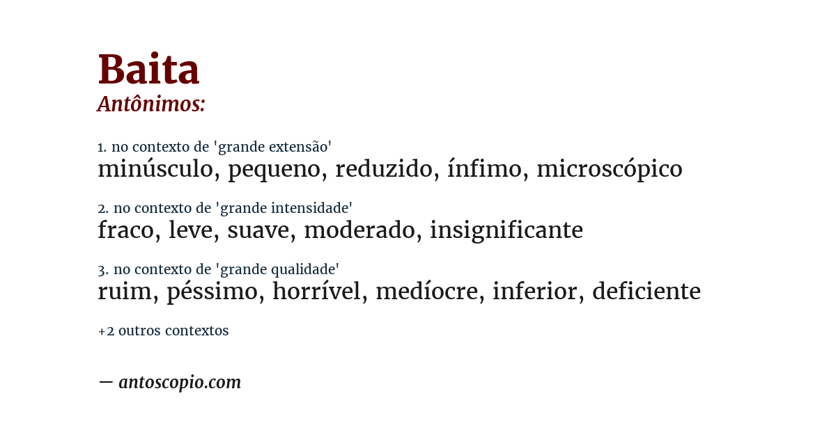 Antônimo de baita