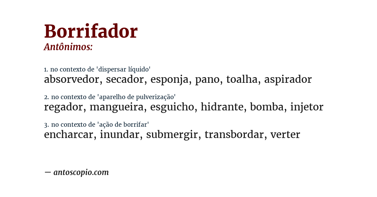 Antônimo de borrifador