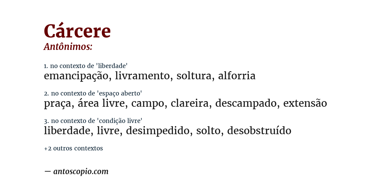 Antônimo de cárcere