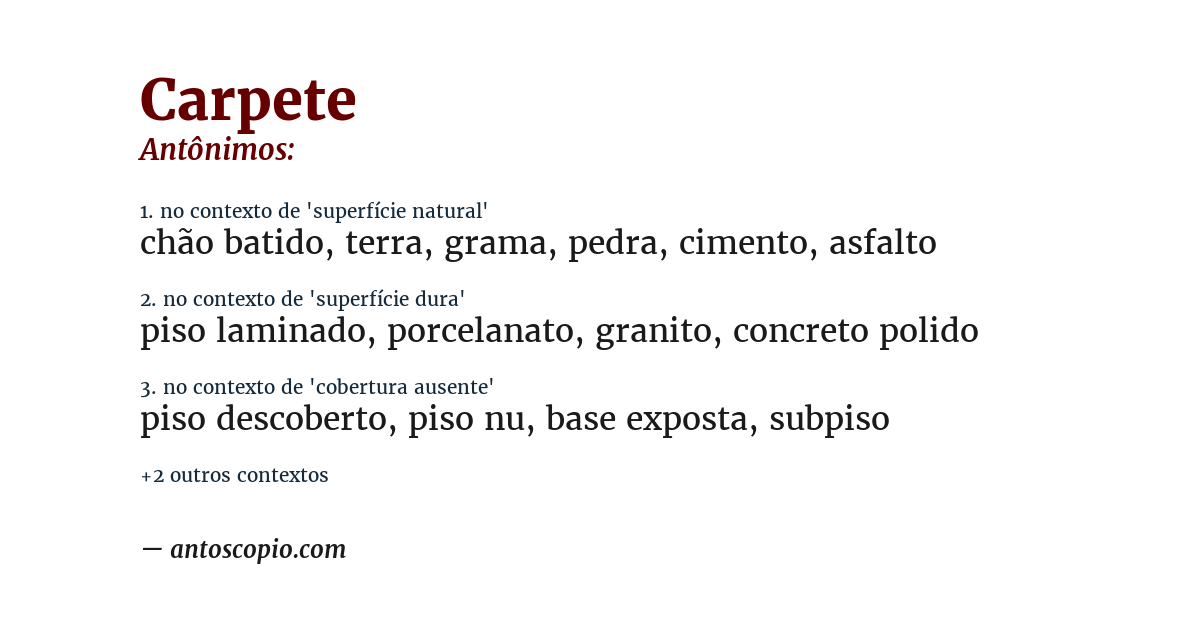 Antônimo de carpete