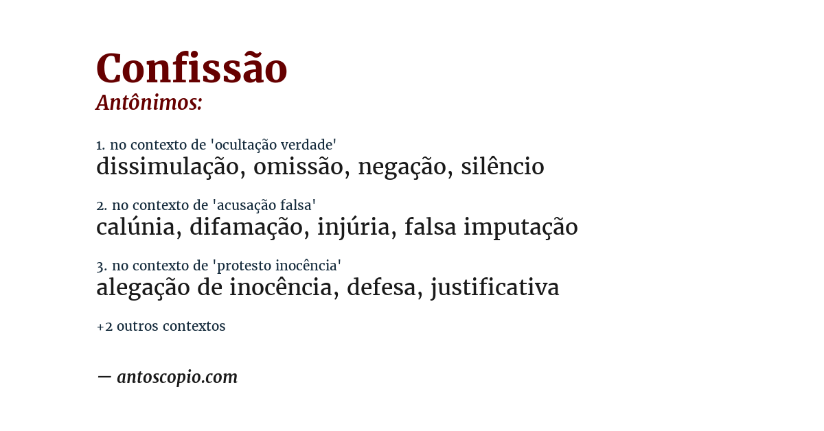 Antônimo de confissão