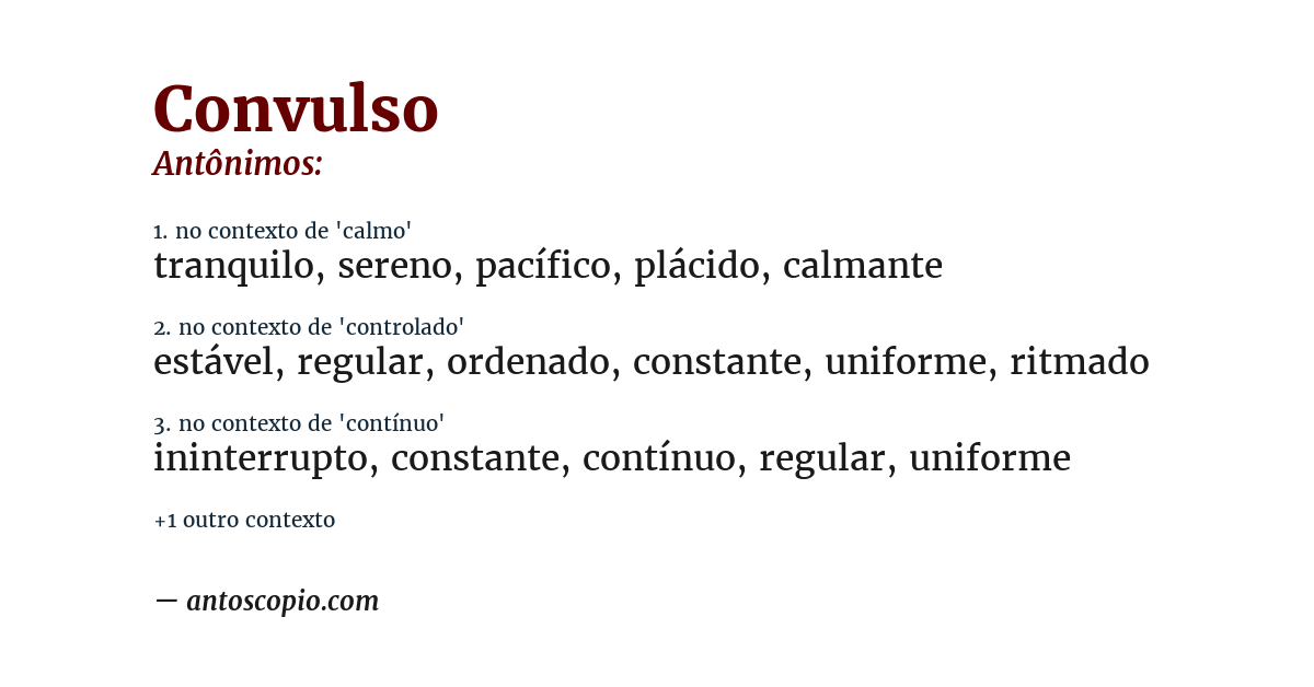 Antônimo de convulso
