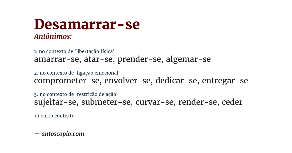 Antônimo de desamarrar-se