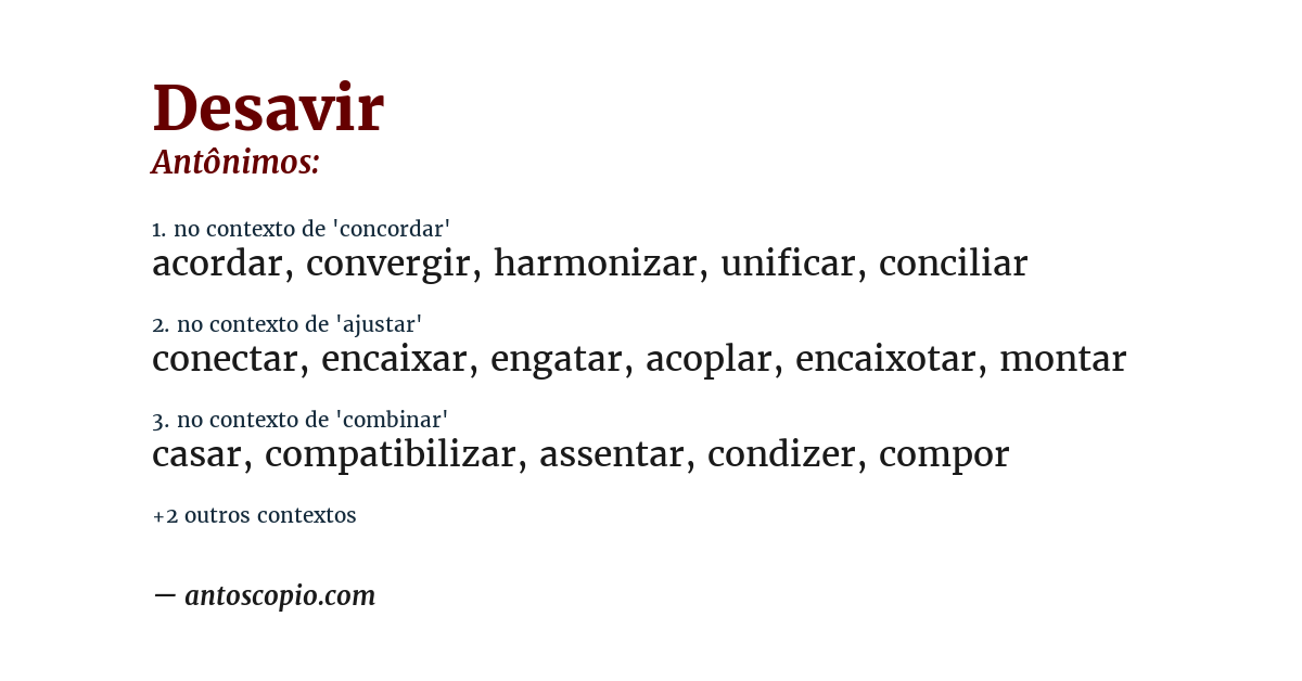 Antônimo de desavir