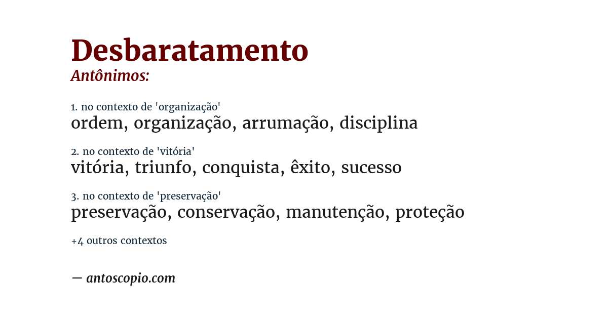 Antônimo de desbaratamento
