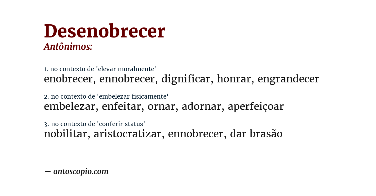 Antônimo de desenobrecer