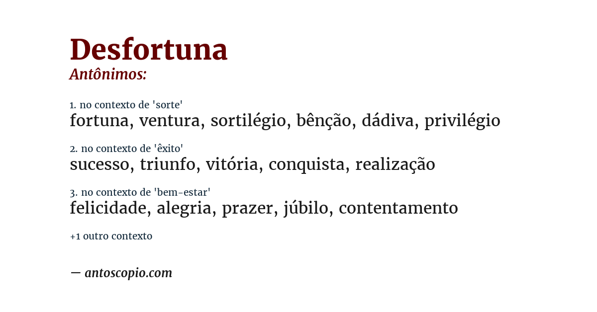 Antônimo de desfortuna