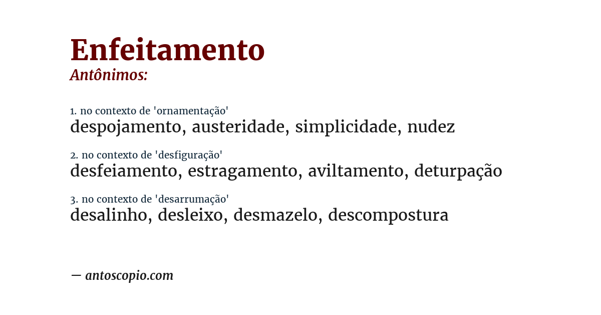 Antônimo de enfeitamento