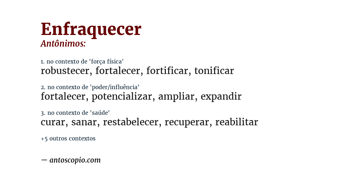 Antônimo de enfraquecer