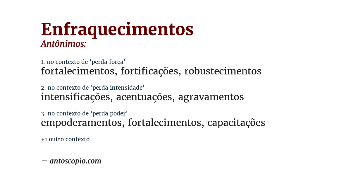 Antônimo de enfraquecimentos