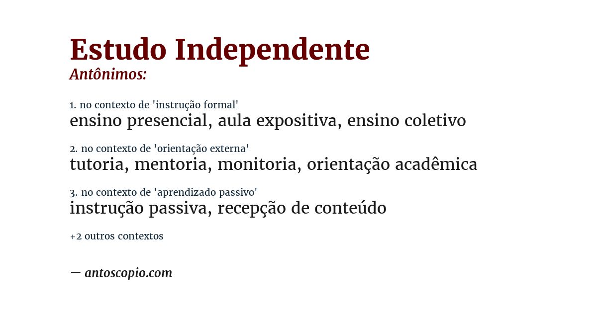 Antônimo de estudo independente