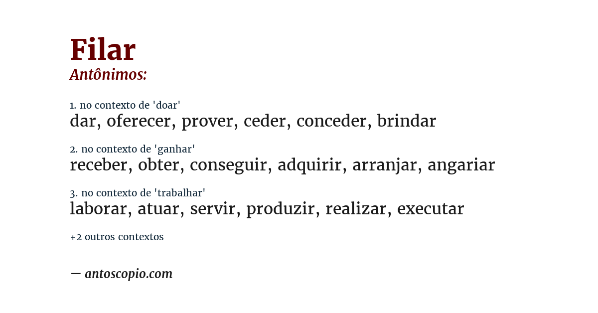 Antônimo de filar