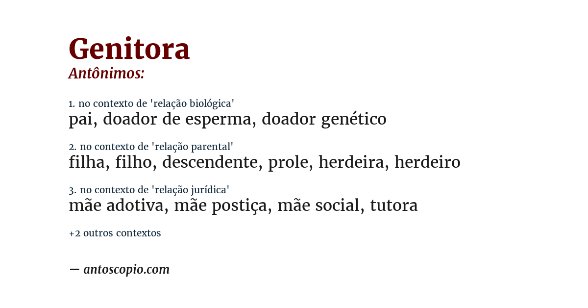 Antônimo de genitora