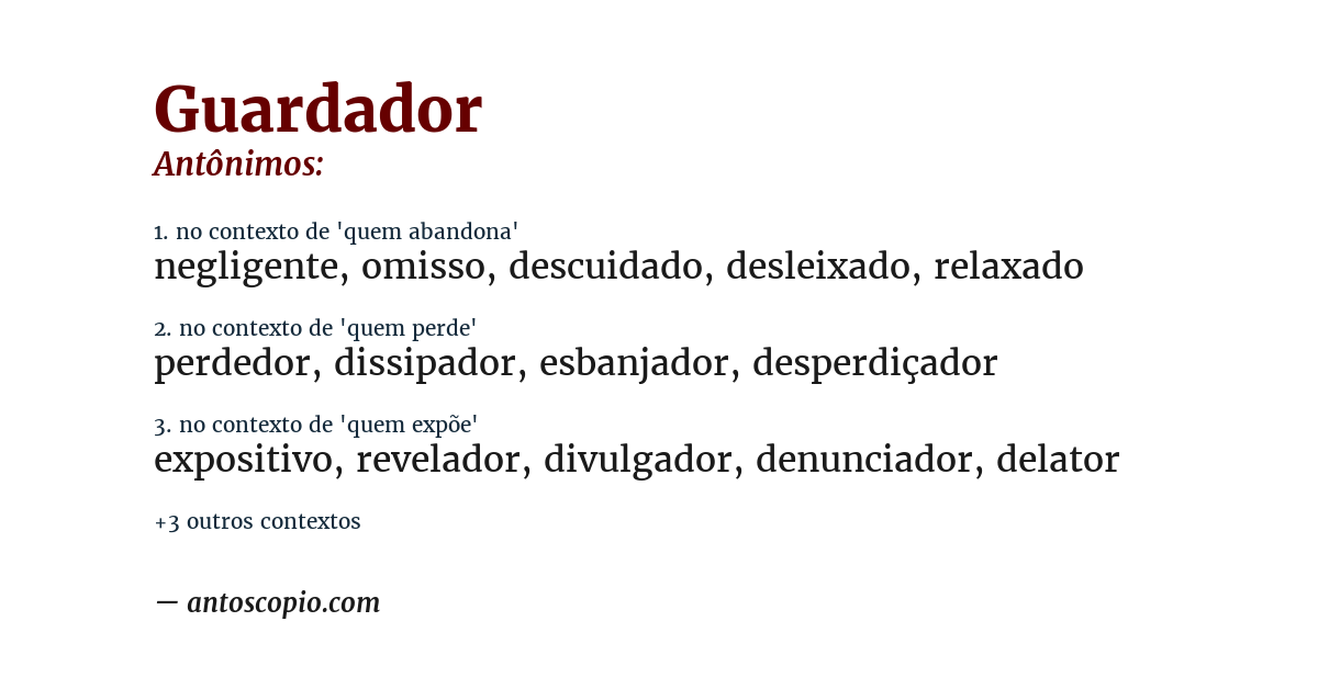 Antônimo de guardador