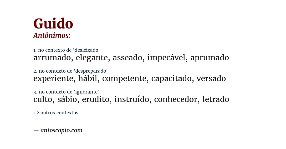 Antônimo de guido