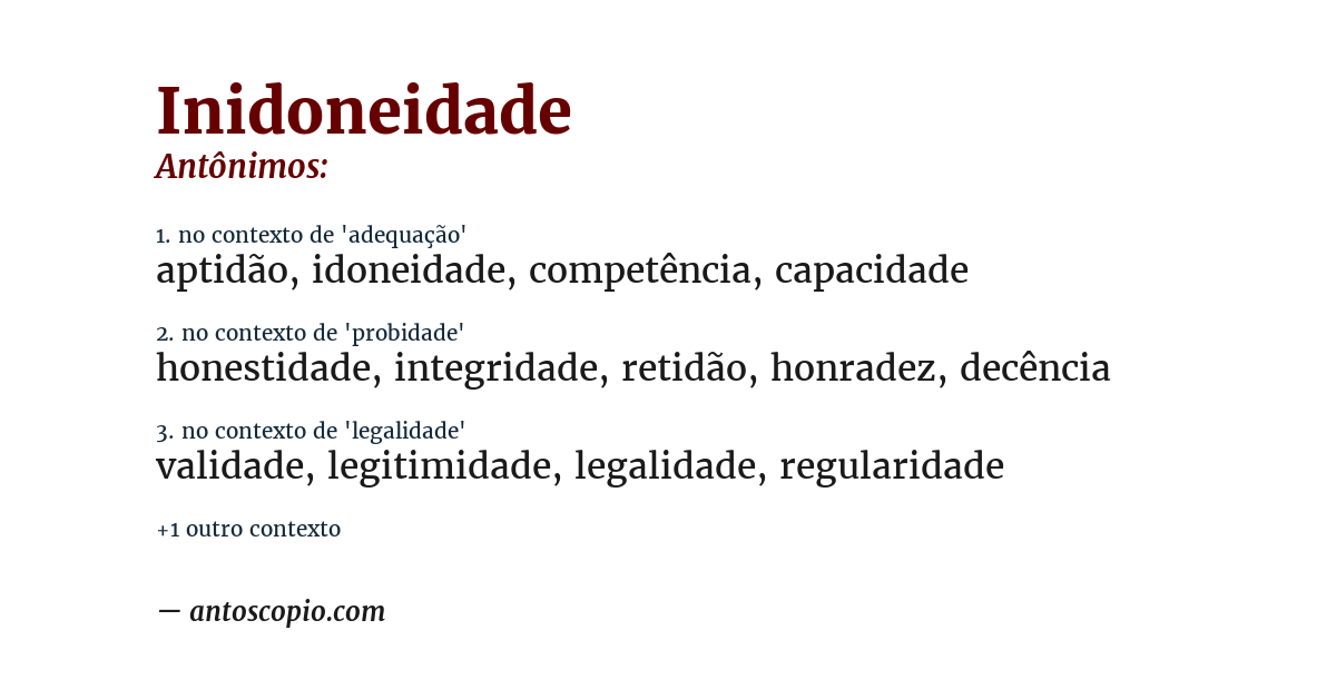 Antônimo de inidoneidade