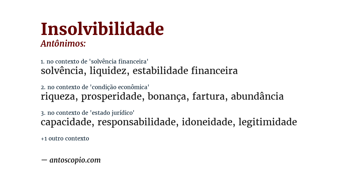 Antônimo de insolvibilidade