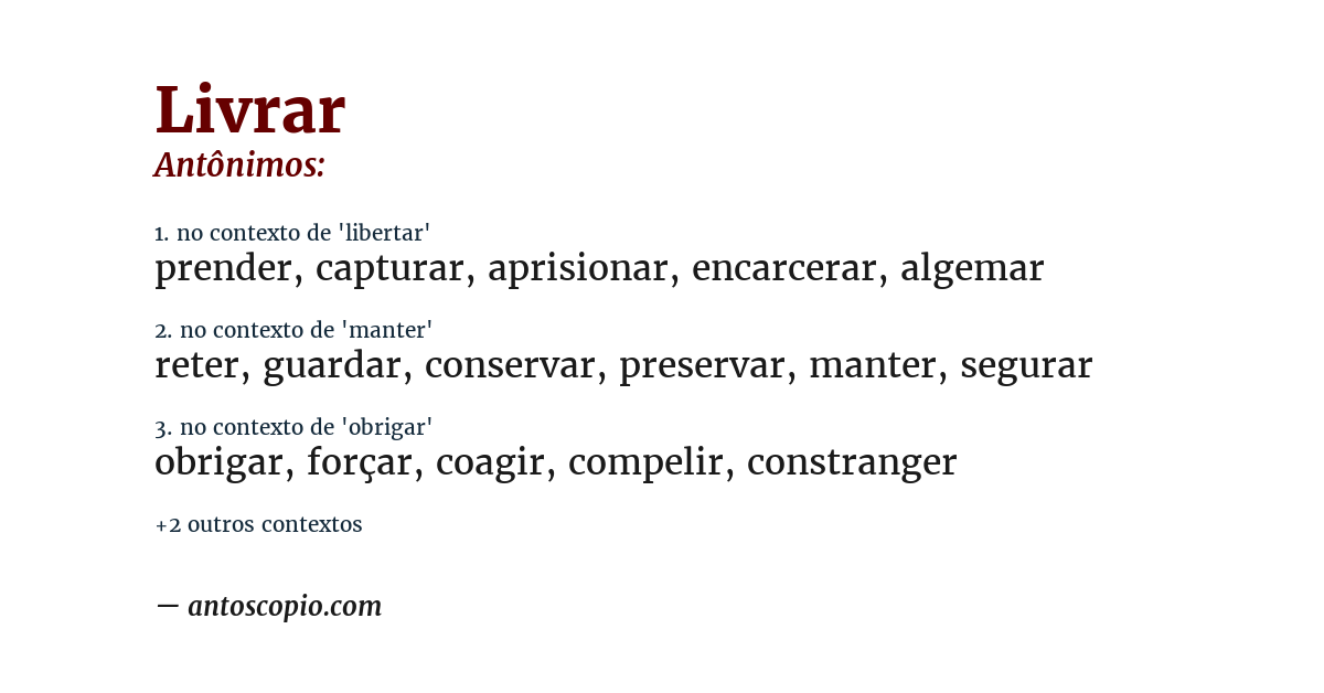 Antônimo de livrar