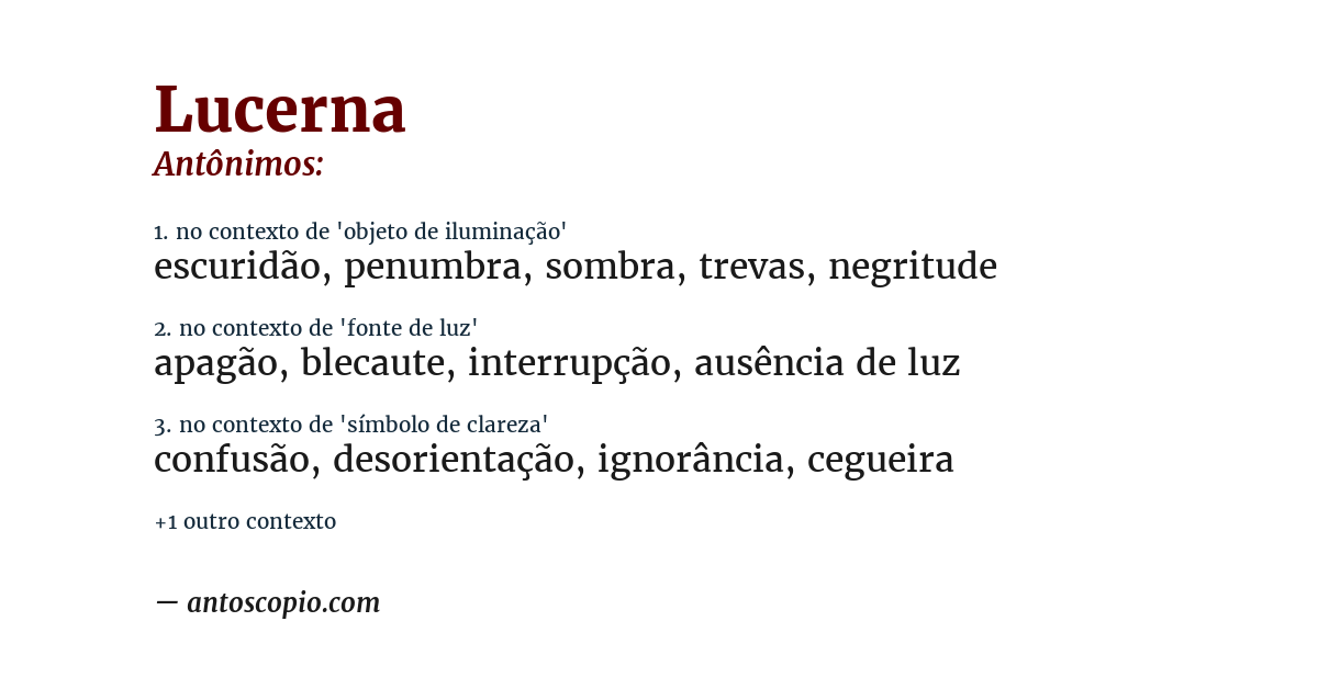 Antônimo de lucerna