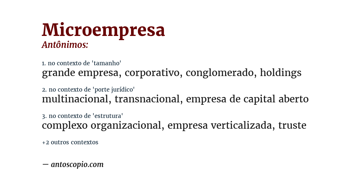 Antônimo de microempresa