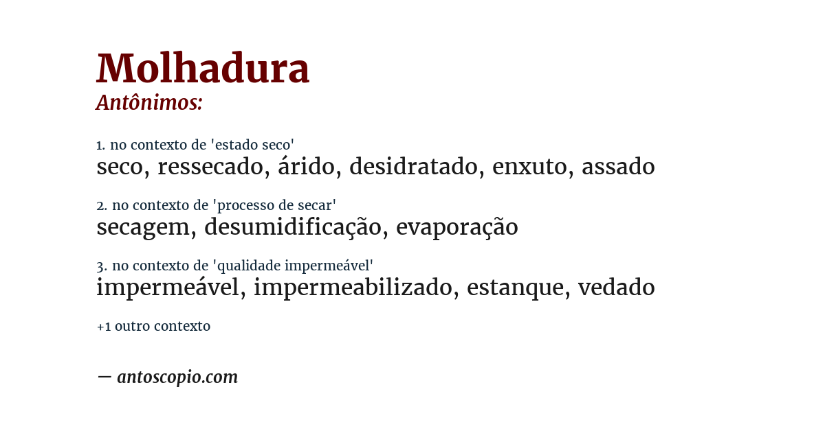 Antônimo de molhadura