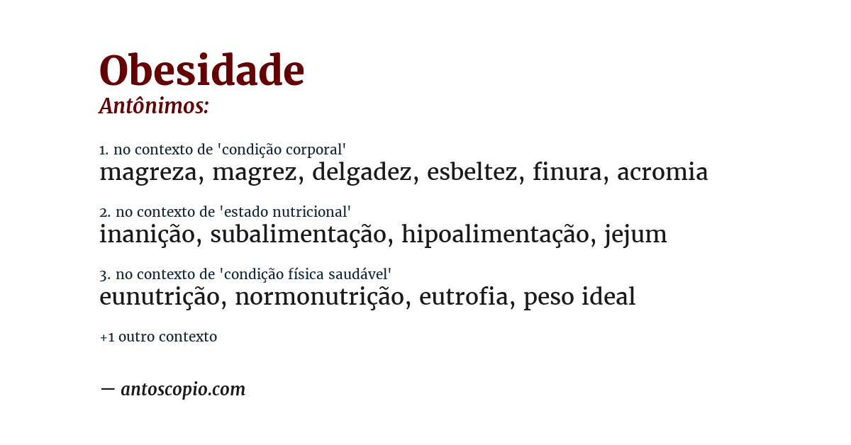 Antônimo de obesidade