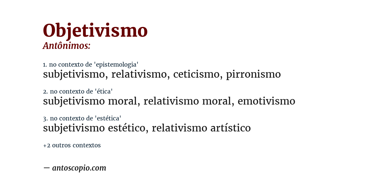 Antônimo de objetivismo