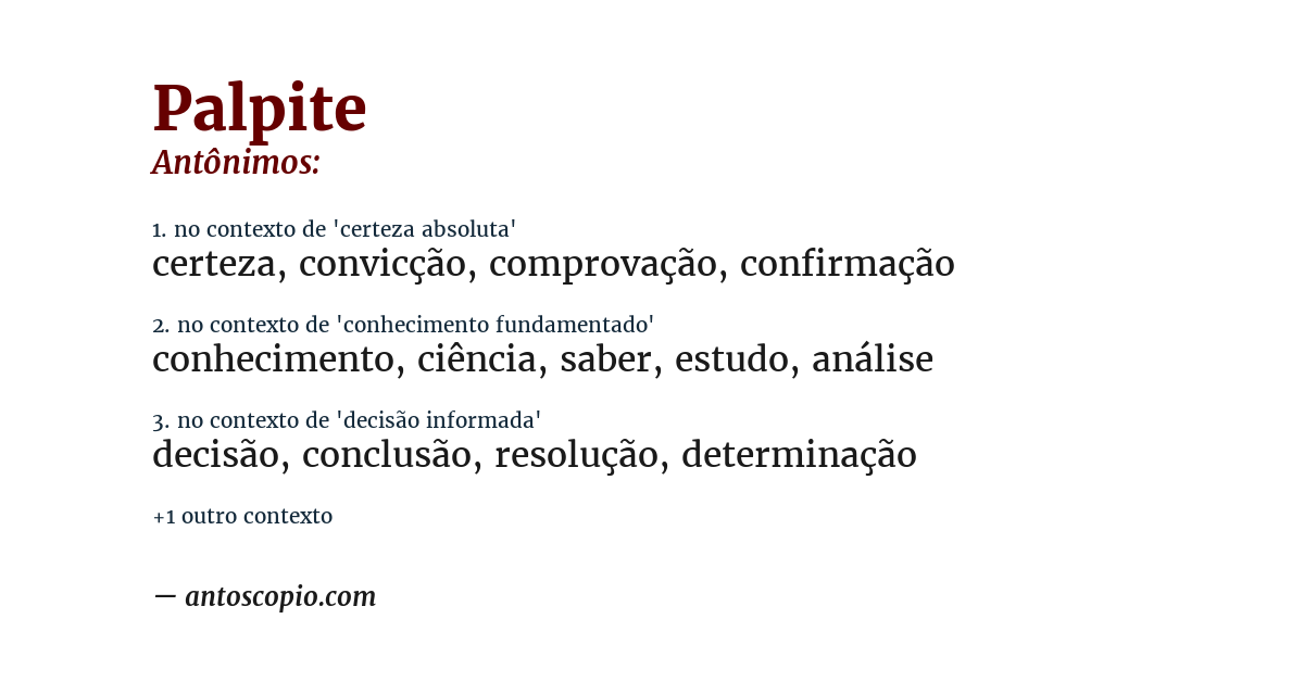 Antônimo de palpite