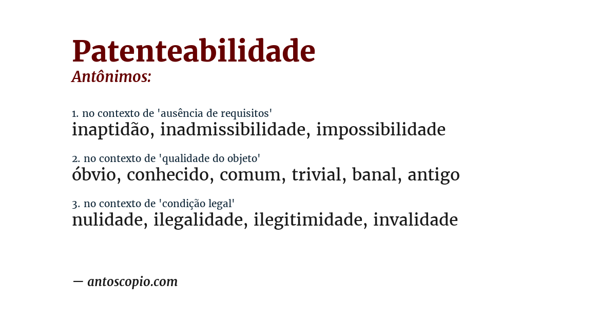 Antônimo de patenteabilidade