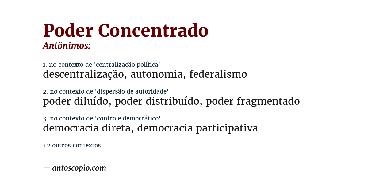 Antônimo de poder concentrado