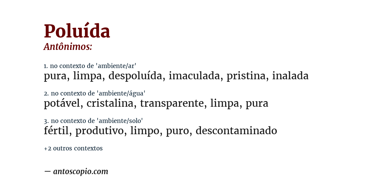 Antônimo de poluída