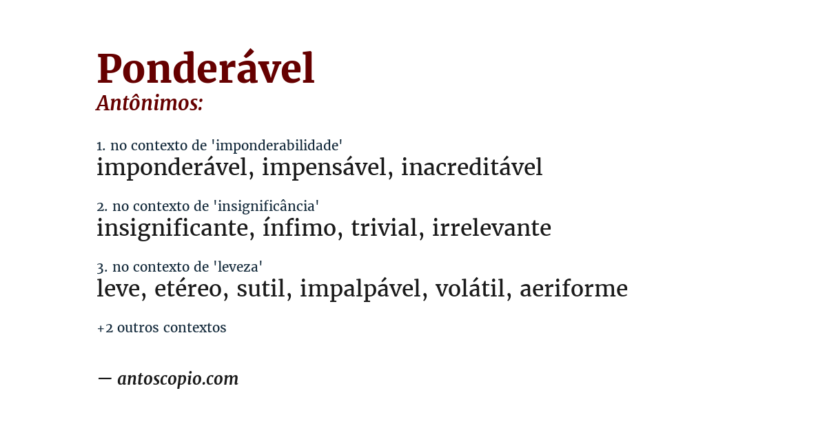 Antônimo de ponderável