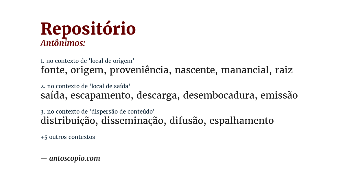 Antônimo de repositório