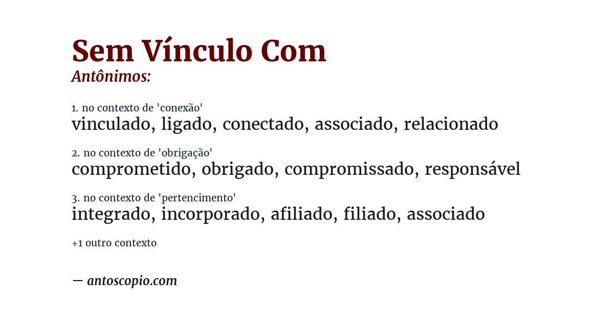 Antônimo de sem vínculo com