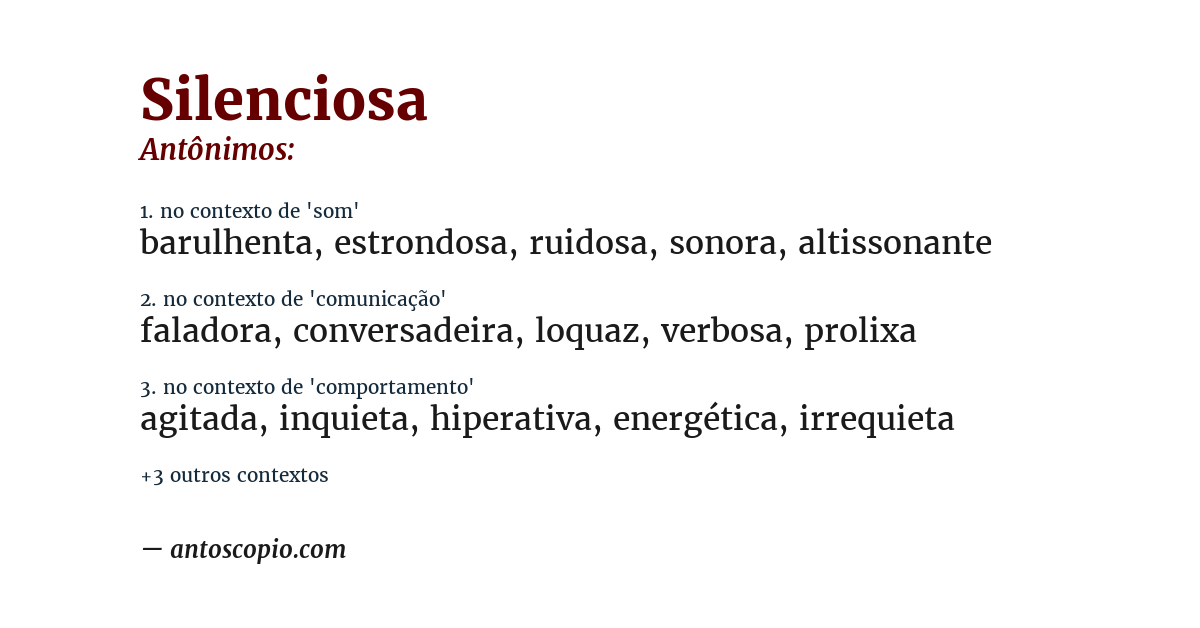 Antônimo de silenciosa
