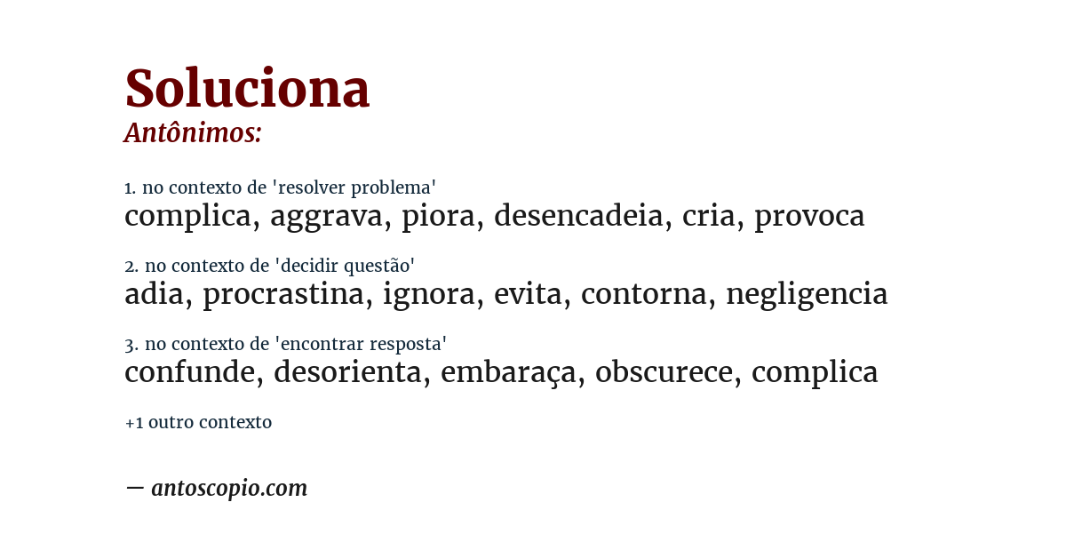 Antônimo de soluciona