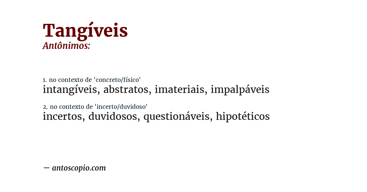 Antônimo de tangíveis