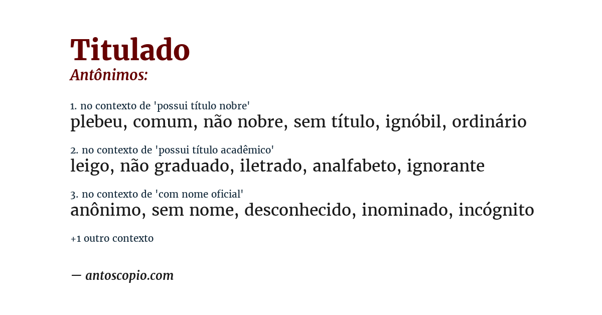 Antônimo de titulado