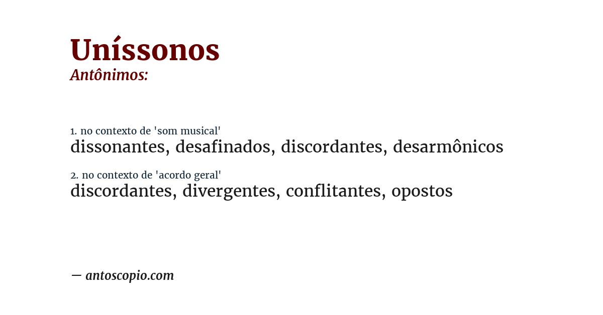 Antônimo de uníssonos