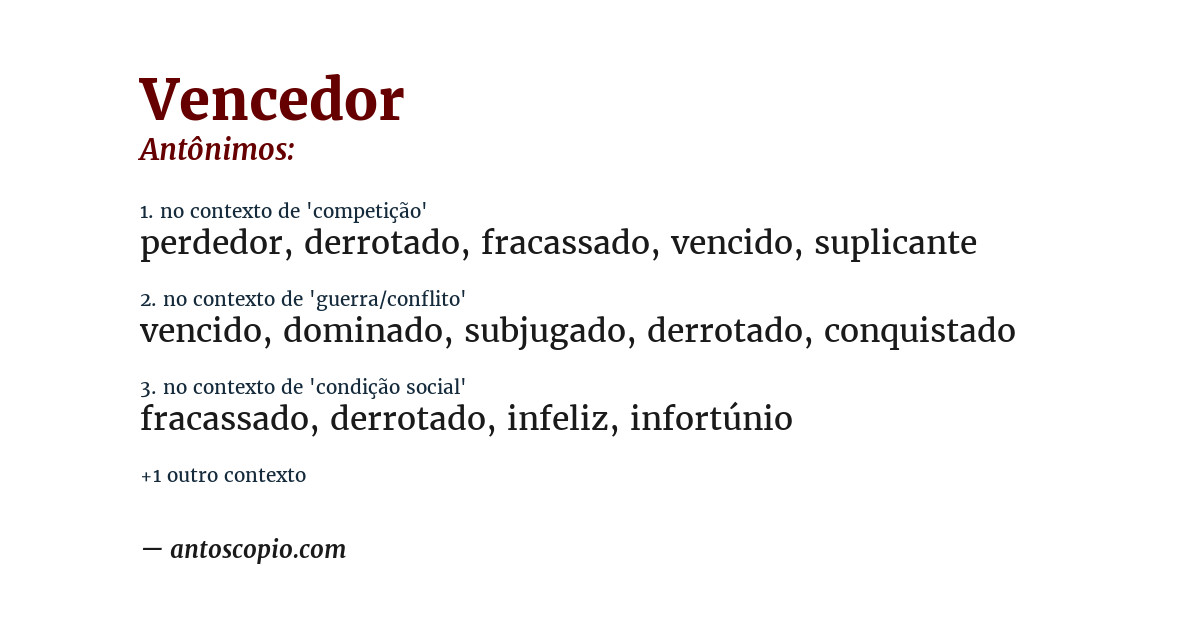 Antônimo de vencedor